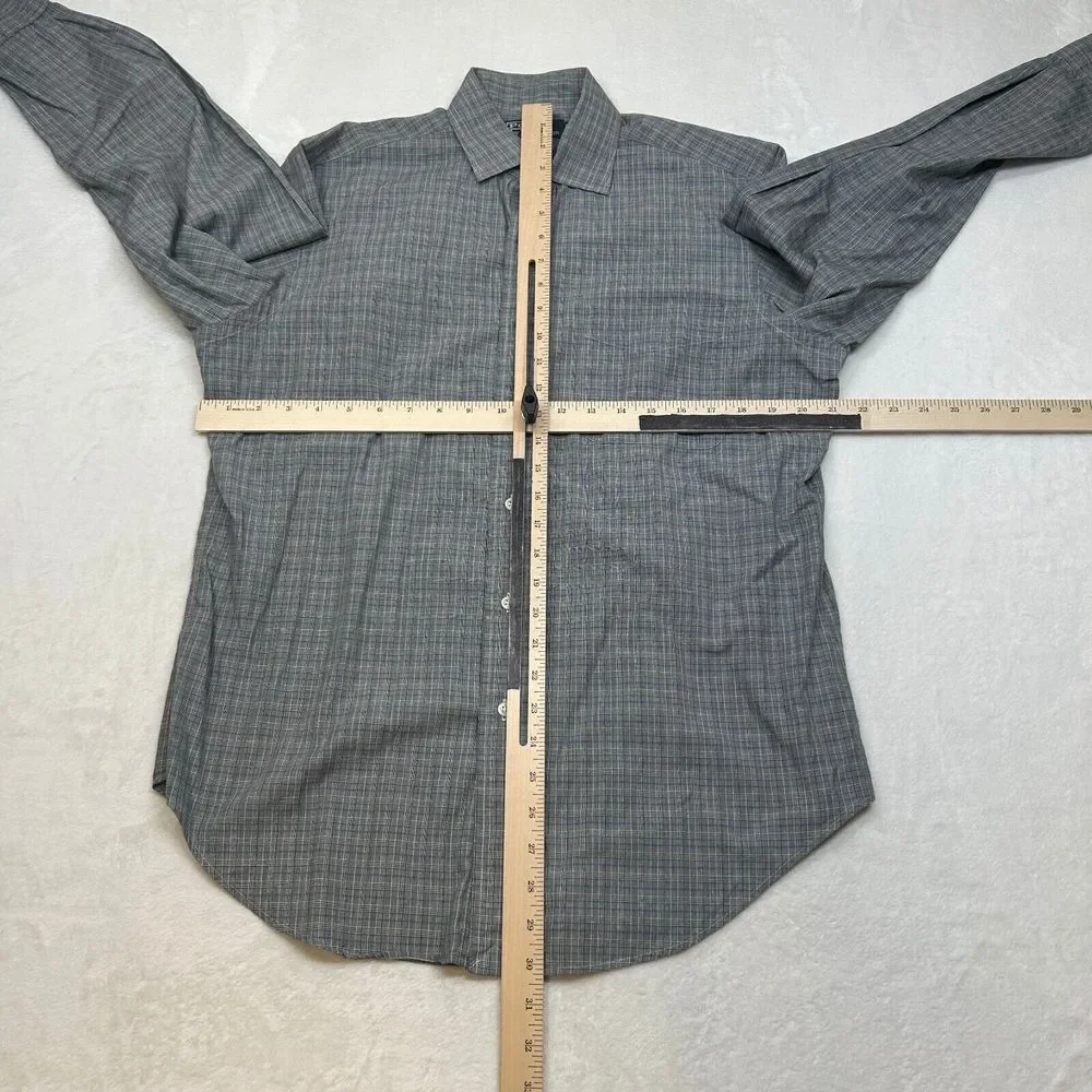 Polo Ralph Lauren Philip Shirt Mens Medium 15.5‎ 32-33 Grey Check Long Sleeve